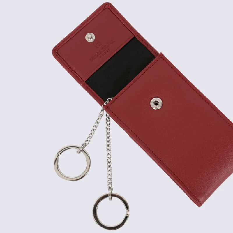 Étui à Clés Hexagona, étui à Clés Tendance Unisexe En Cuir Rouge – Image 4