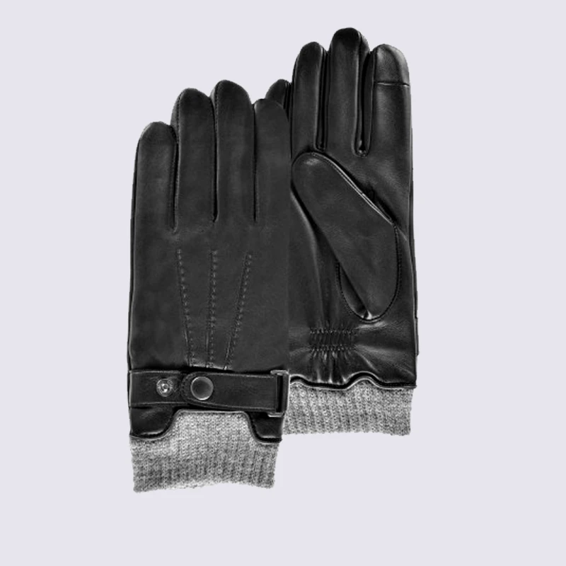 Gants Isotoner, Gants Homme Cuir D'agneau Noir