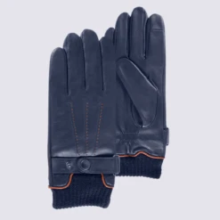 Gants Isotoner, Gants Tactiles Homme En Cuir D'agneau Bleu Marine