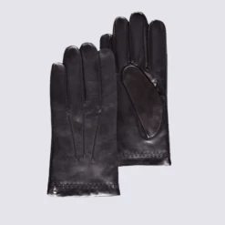 Gants Isotoner, Gants Homme En Cuir D'agneau Et Doublure En Soie Et Cachemire Noir
