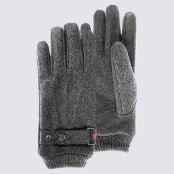 Gants Isotoner, Gants Homme Tissu Lainé Gris Chiné