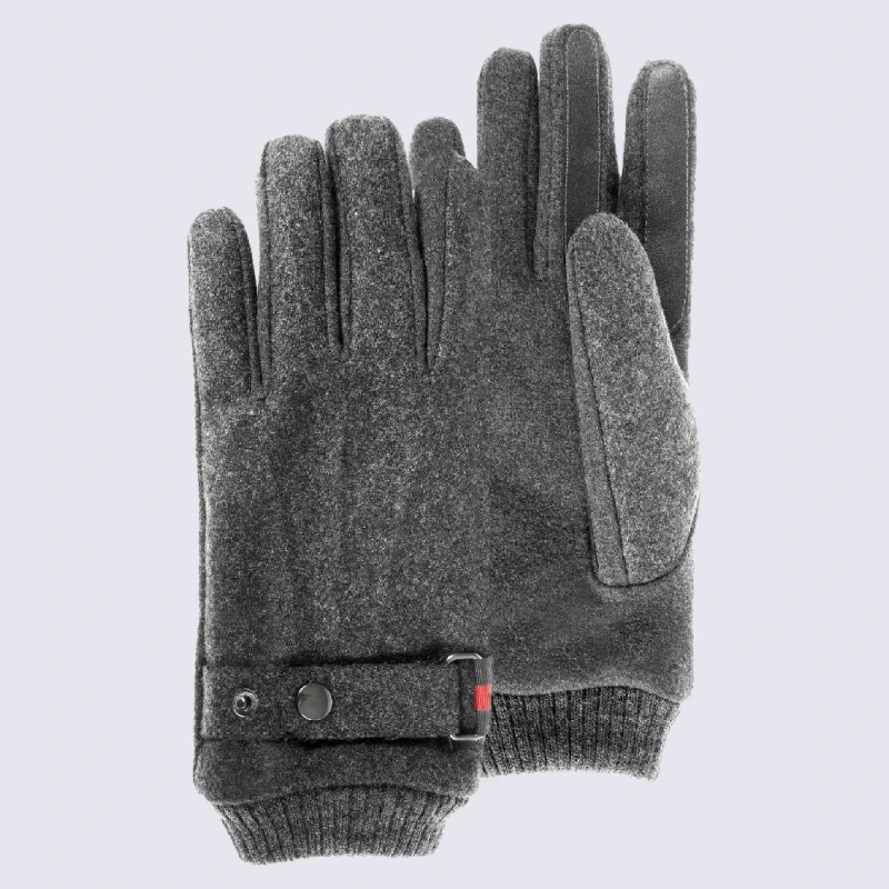 Gants Isotoner, Gants Homme Tissu Lainé Gris Chiné