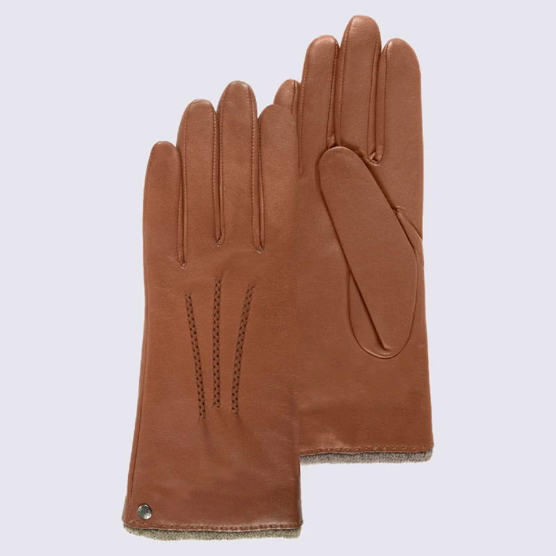 Gants Isotoner, Gants Pour Femme En Cuir D'agneau Cognac