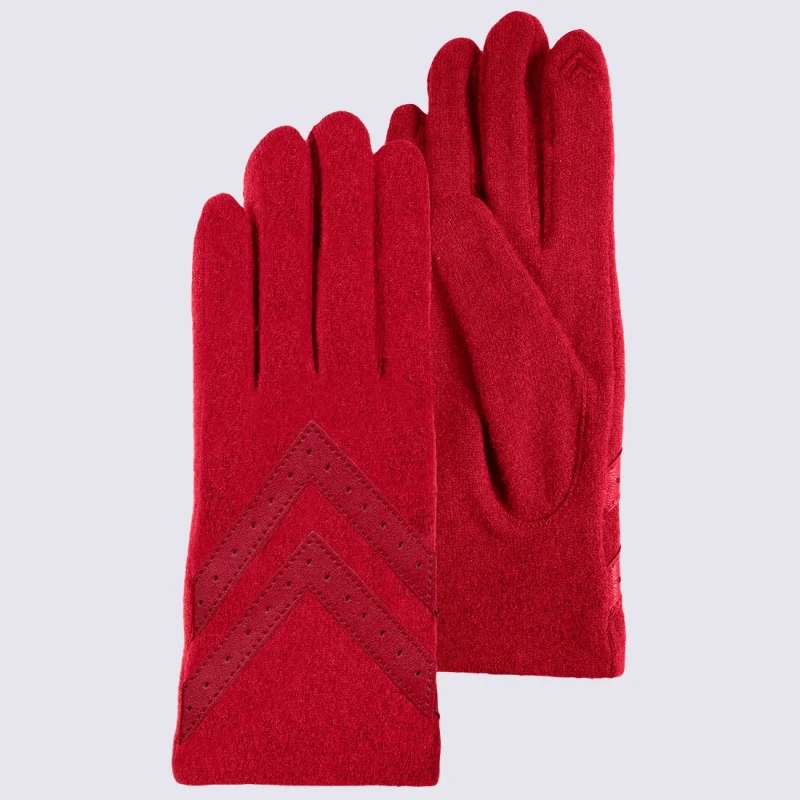 Gants Isotoner, Gants Tactiles Femme En Laine Rouge