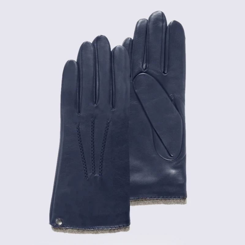 Gants Pour Femme Isotoner En Cuir D'agneau Marine