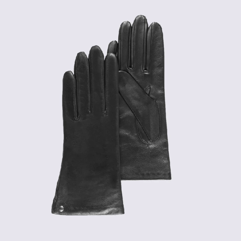 Gants Pour Femme Isotoner En Cuir D'agneau Pleine Fleur Noir