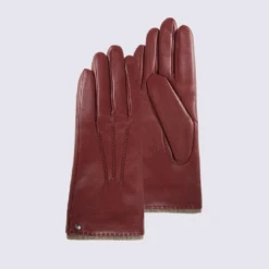 Gants Pour Femme Isotoner En Cuir D'agneau Rouge