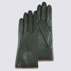 Gants Pour Femme Isotoner En Cuir D'agneau Vert Sapin