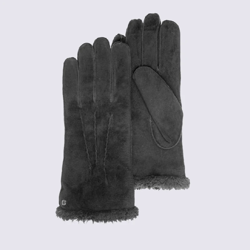 Gants Pour Femme Isotoner En Cuir Fourré Noir