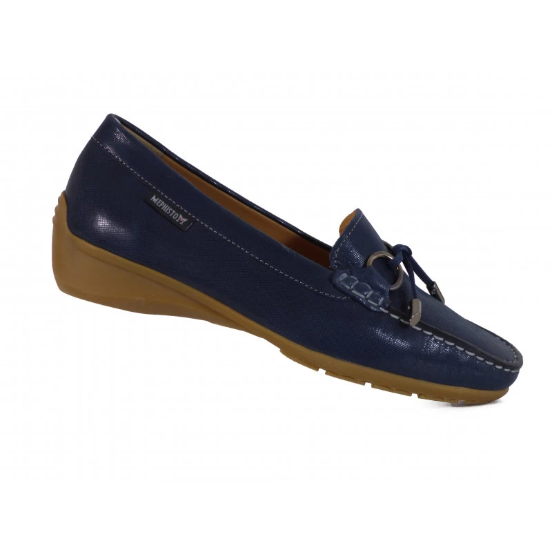 Mephisto Mocassin Femme En Cuir Navy Confort