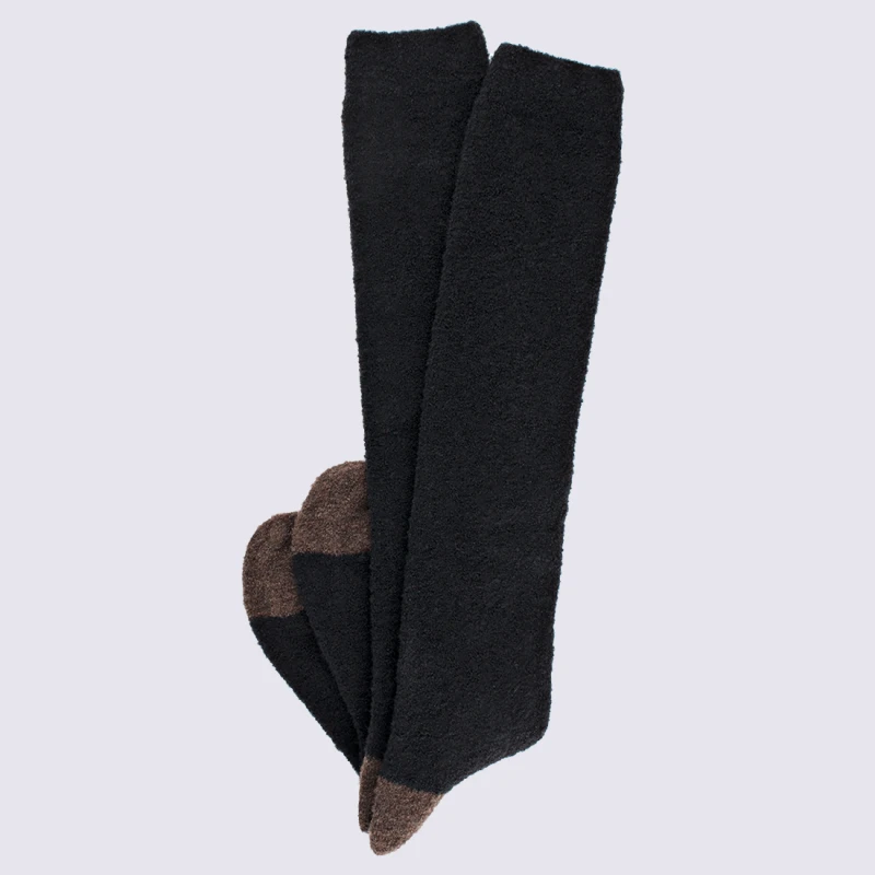 Mi-bas Doré Doré, Mi-bas En Laine Polaire Femme Noir Et Brun – Image 2