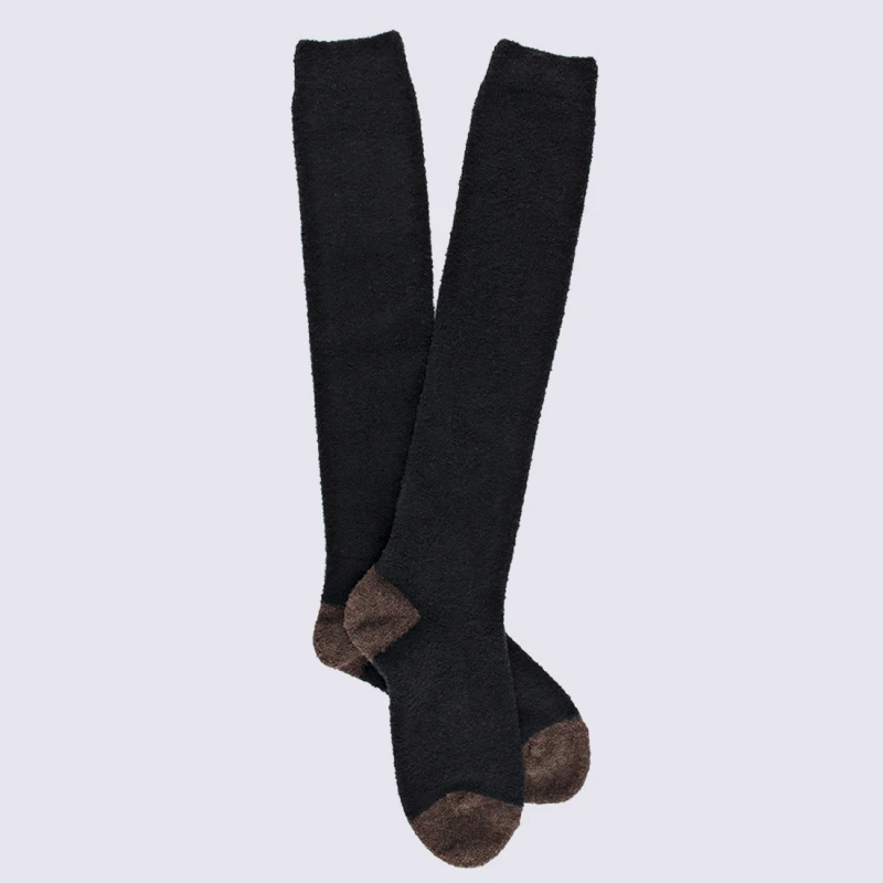 Mi-bas Doré Doré, Mi-bas En Laine Polaire Femme Noir Et Brun – Image 3