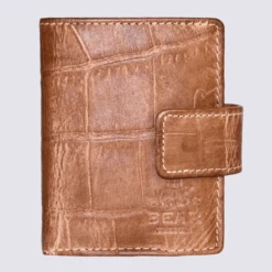 Mini Portefeuille Bear, Mini Portefeuilles Effet Croco En Cuir Brun