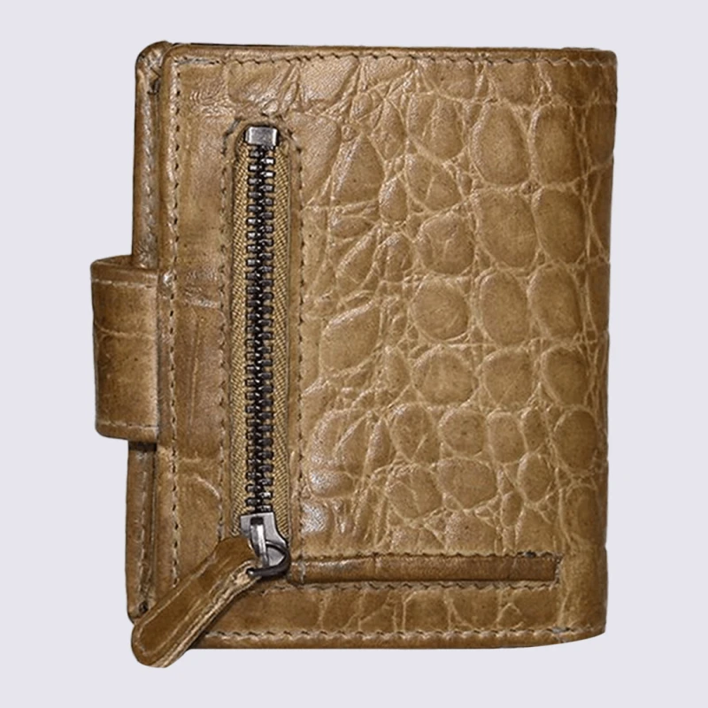 Mini Portefeuille Bear, Mini Portefeuilles Effet Croco En Cuir Olive – Image 2