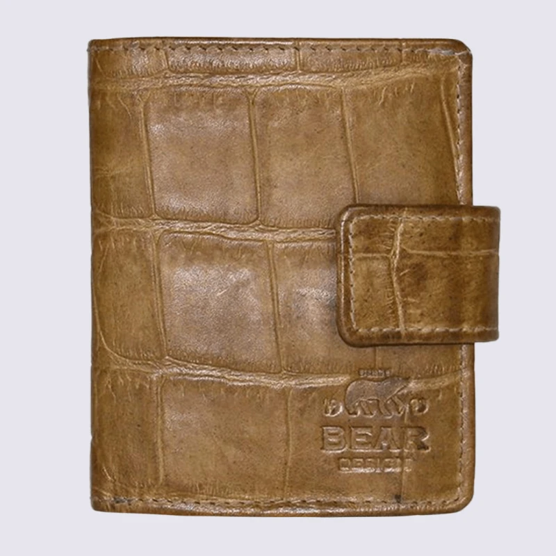 Mini Portefeuille Bear, Mini Portefeuilles Effet Croco En Cuir Olive