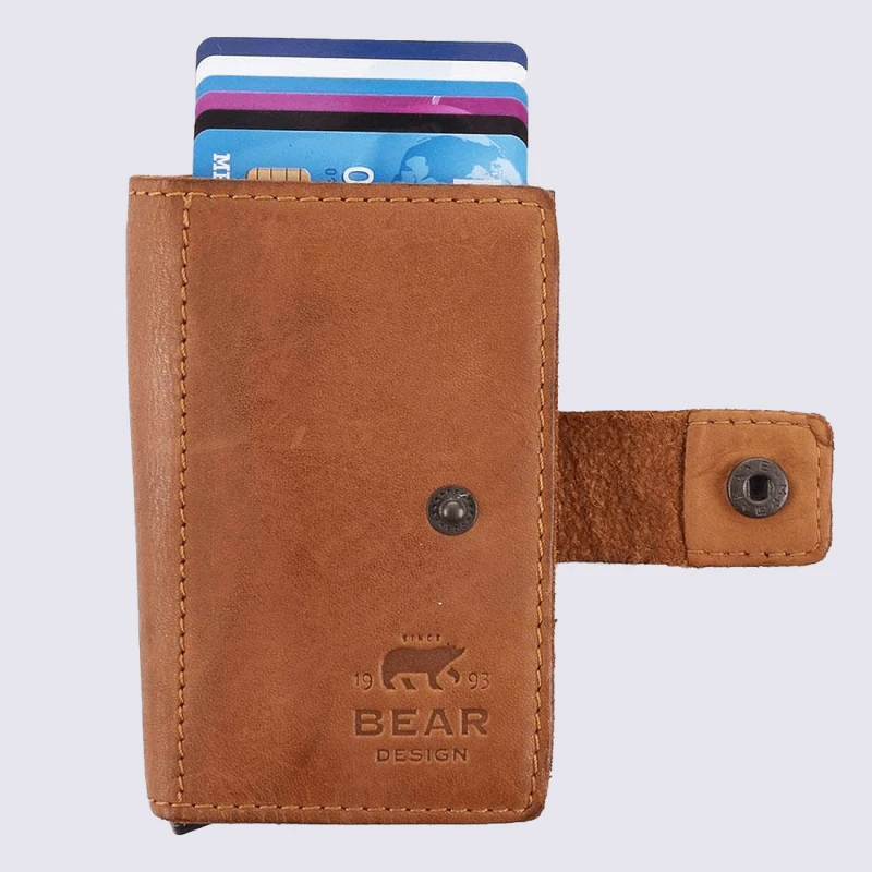 Mini Portefeuille Bear, Mini Portefeuilles Intelligent En Cuir Jaune – Image 2