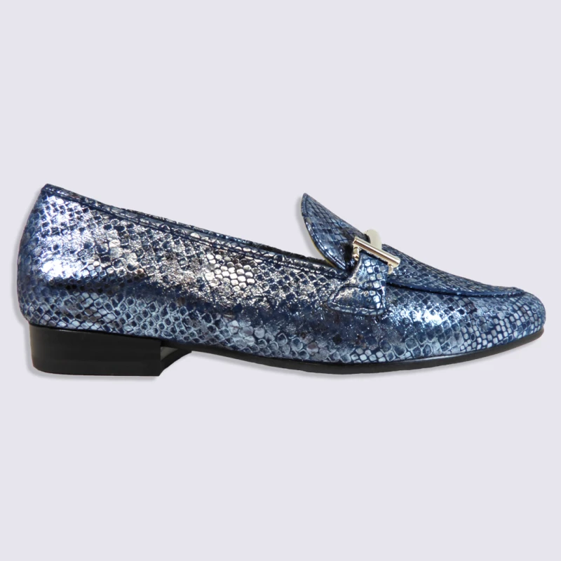 Mocassins Ara, Mocassins Femme En Cuir Saphir Métallisé