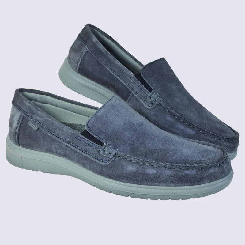 Mocassins Ara, Mocassins Tendances Homme En Cuir Bleu Jeans – Image 2
