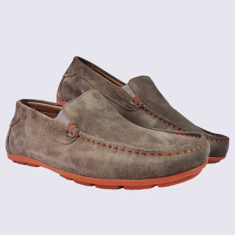 Mocassins Arima, Mocassins Tendances Homme En Cuir Taupe Orange – Image 2