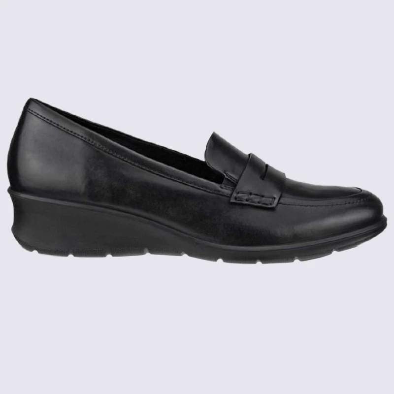 Mocassins Ecco, Mocassins élégants Et Confortable Femme En Cuir Lisse Noir