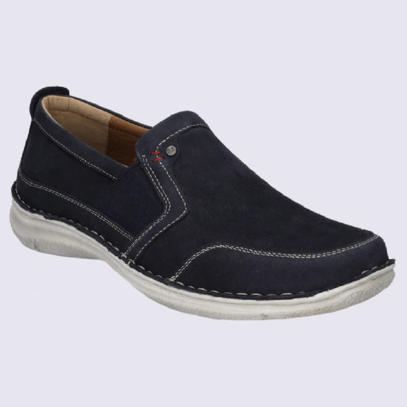 Mocassins Josef Seibel, Mocassins Confortables Homme En Cuir Bleu Indigo – Image 2