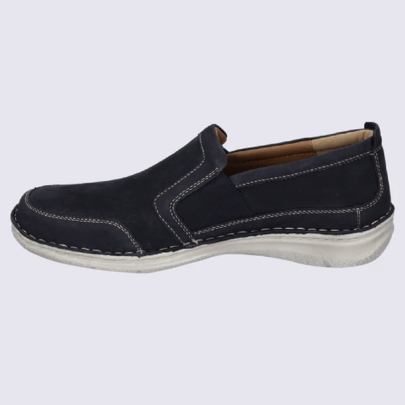 Mocassins Josef Seibel, Mocassins Confortables Homme En Cuir Bleu Indigo – Image 3