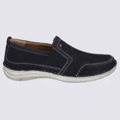 Mocassins Josef Seibel, Mocassins Confortables Homme En Cuir Bleu Indigo