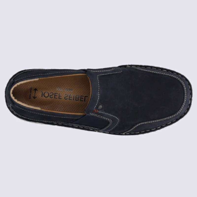 Mocassins Josef Seibel, Mocassins Confortables Homme En Cuir Bleu Indigo – Image 4