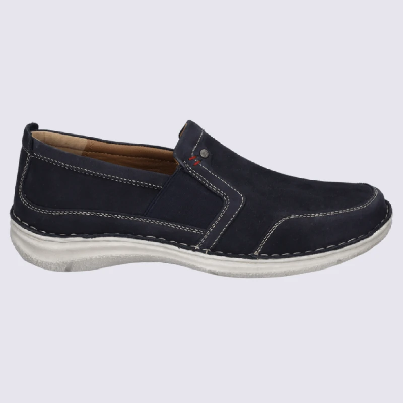 Mocassins Josef Seibel, Mocassins Confortables Homme En Cuir Bleu Indigo