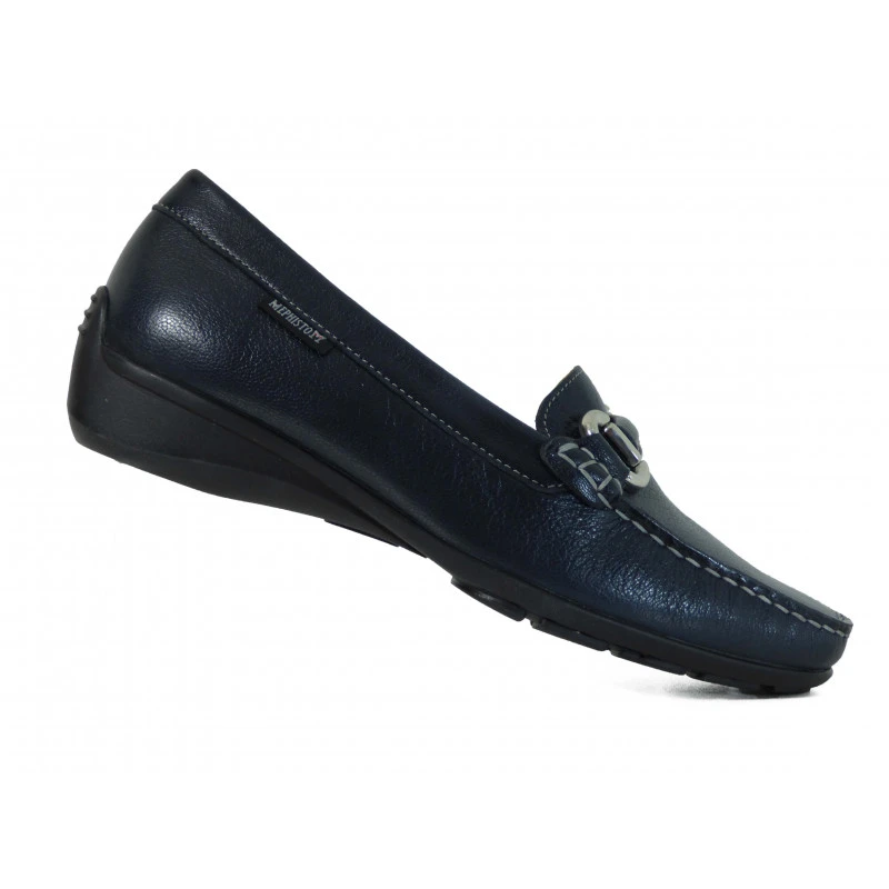 Mocassins Mephisto, Mocassins à Motif Serpent Femme En Cuir Bleu/doré