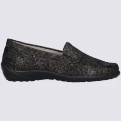 Mocassins Waldlaufer, Mocassins Chics Et Confortables Imprimés Femme En Cuir Noir