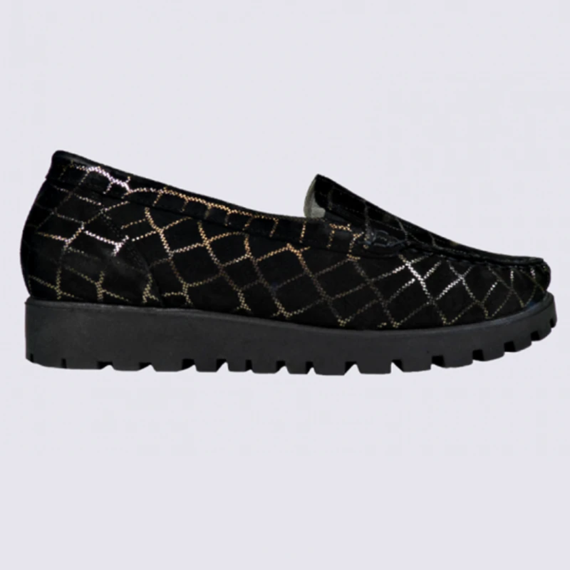 Mocassins Waldlaufer, Mocassins élégants Femme En Cuir Noir