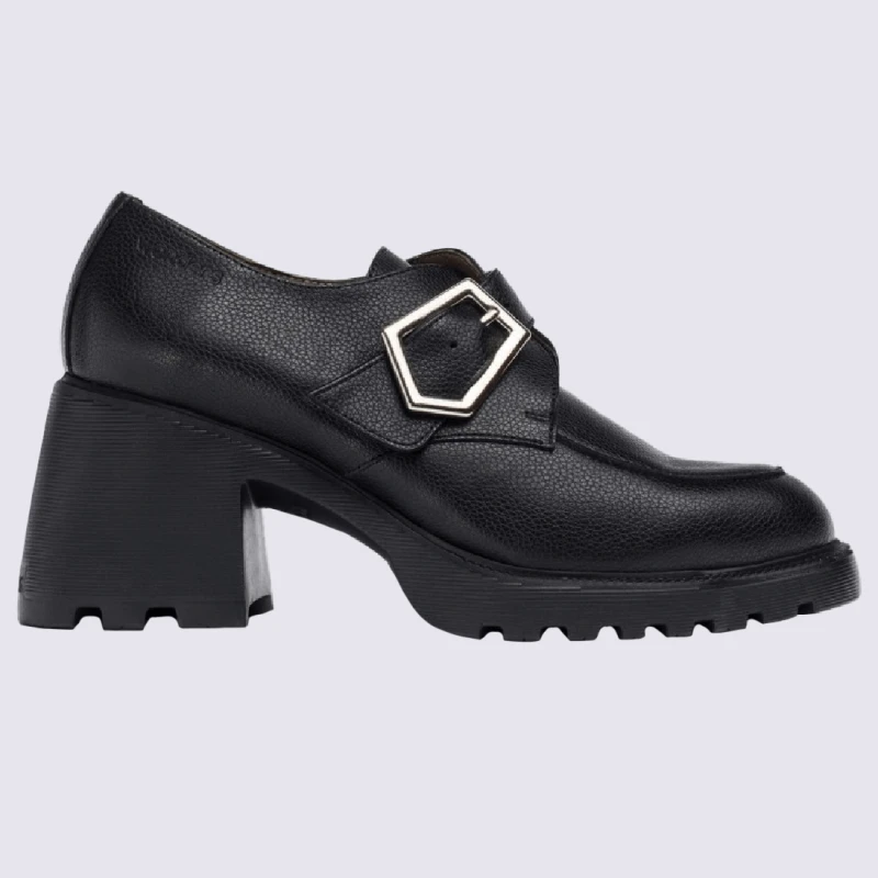 Mocassins Wonders, Mocassins Ă Talon Tendances Femme En Cuir Noir