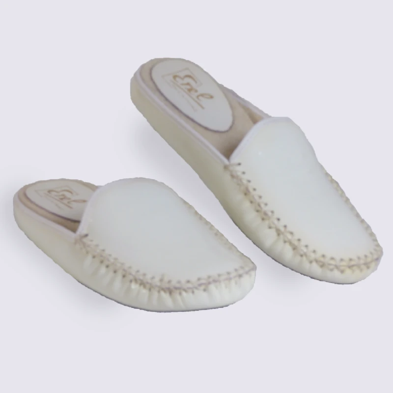 Mule Femme En Cuir Blanc Erel – Image 2