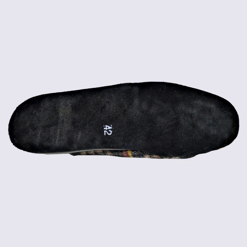 Mules Erel, Mules Chaudes à Carreaux Homme Beige Orange – Image 4