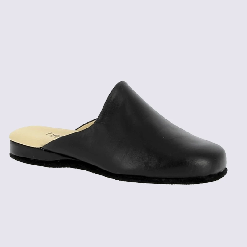 Mules Heller, Mules Confortables Et Chic Pour Femme En Cuir Mate Noir – Image 3