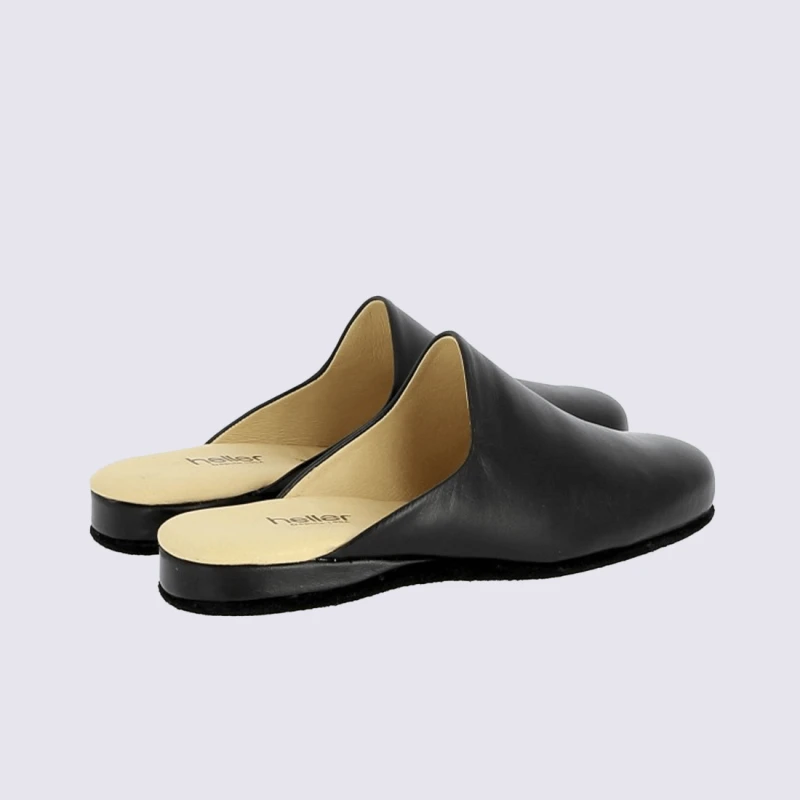 Mules Heller, Mules Confortables Et Chic Pour Femme En Cuir Mate Noir – Image 4