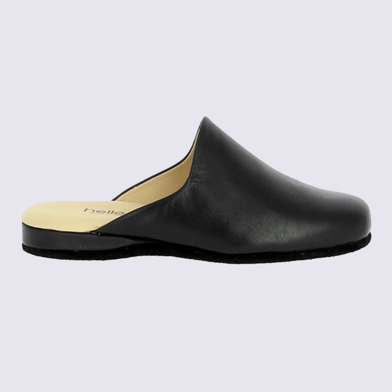 Mules Heller, Mules Confortables Et Chic Pour Femme En Cuir Mate Noir