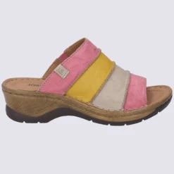 Mules Josef Seibel, Mules à Bouts Ouverts Femme En Cuir Rose