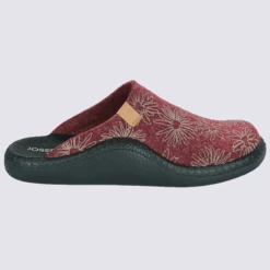 Mules Josef Seibel, Mules Agréables Et Raffinées Femme Motif Floral En Textile Bordeaux