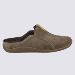 Mules Josef Seibel, Mules Confortable Et Chaud Homme En Cuir Taupe