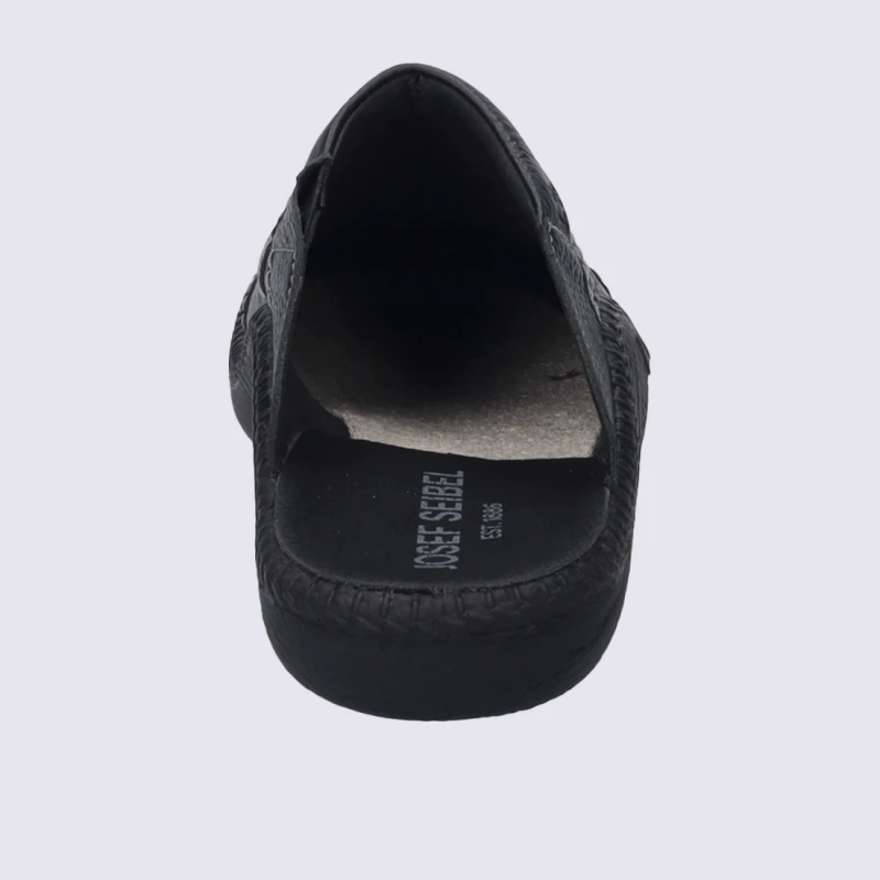 Mules Josef Seibel, Mules Confortable Et élégante à La Maison Pour Homme, En Cuir Noir – Image 2