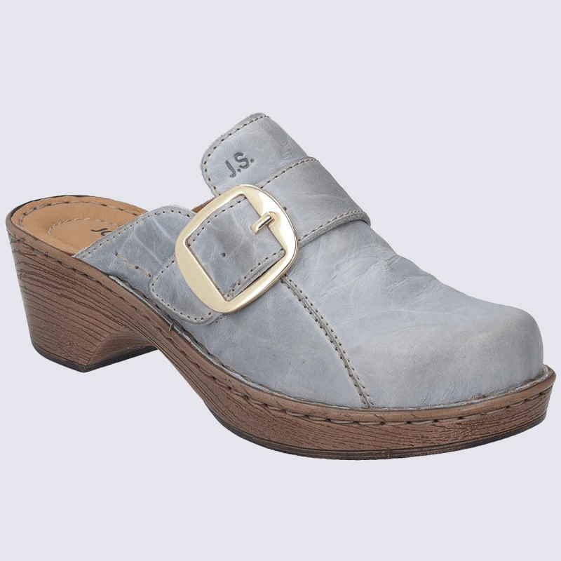 Mules Josef Seibel, Sabots Tendances Femme En Cuir Bleu – Image 2