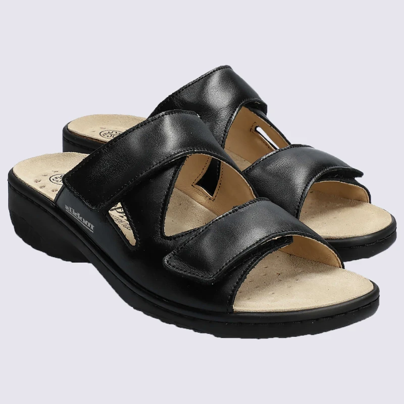 Mules Mobils, Mules Confortables Femme En Cuir Noir – Image 2