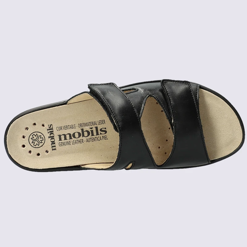 Mules Mobils, Mules Confortables Femme En Cuir Noir – Image 3