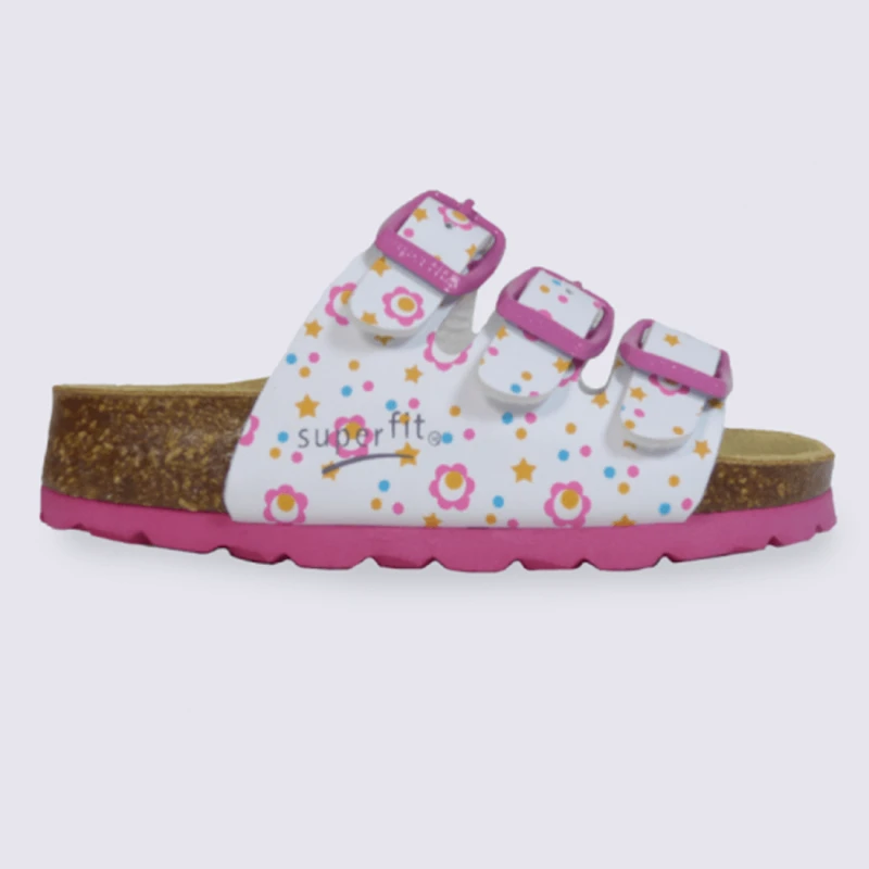 Mules Pour Fille Superfit Ă Motif Blanc Et Rose