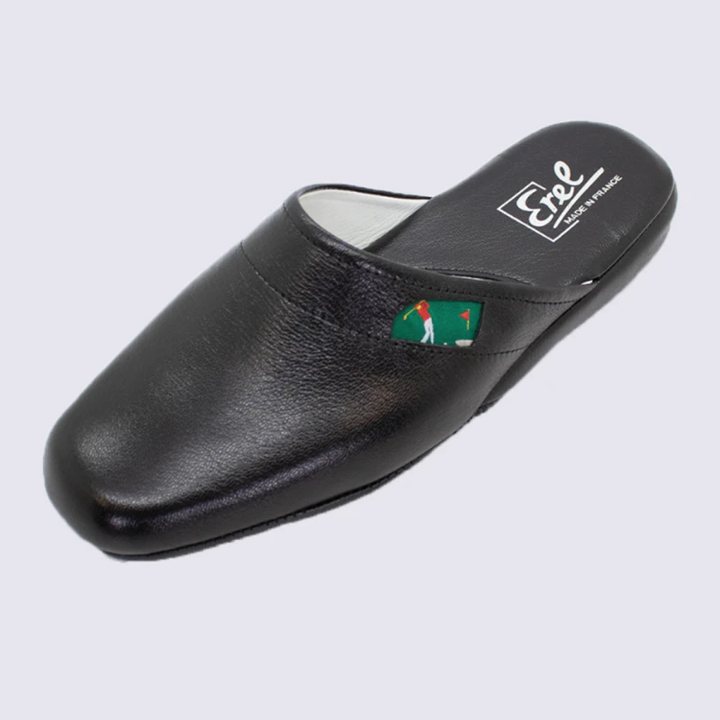 Mules Pour Homme Erel Paul En Cuir Noir Motif Golf – Image 4