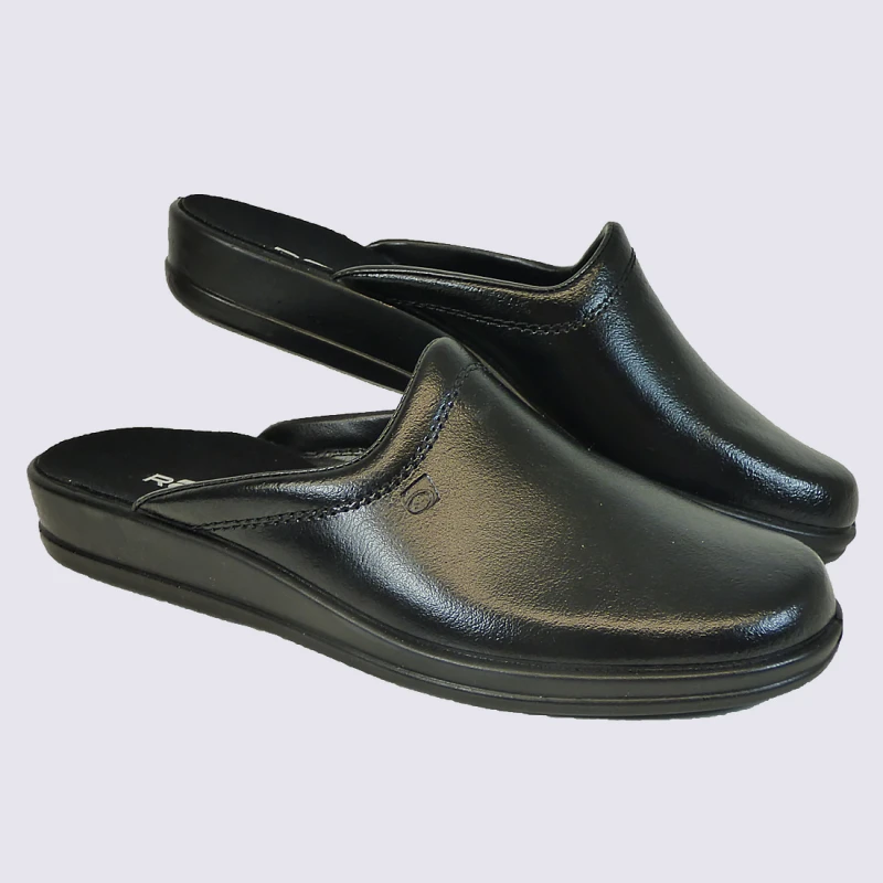 Mules Rohde, Mules Homme En Cuir Noir – Image 2
