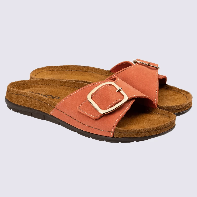 Mules Rohde, Mules 1 Bride Tendance Femme En Cuir Orange Baiser – Image 2