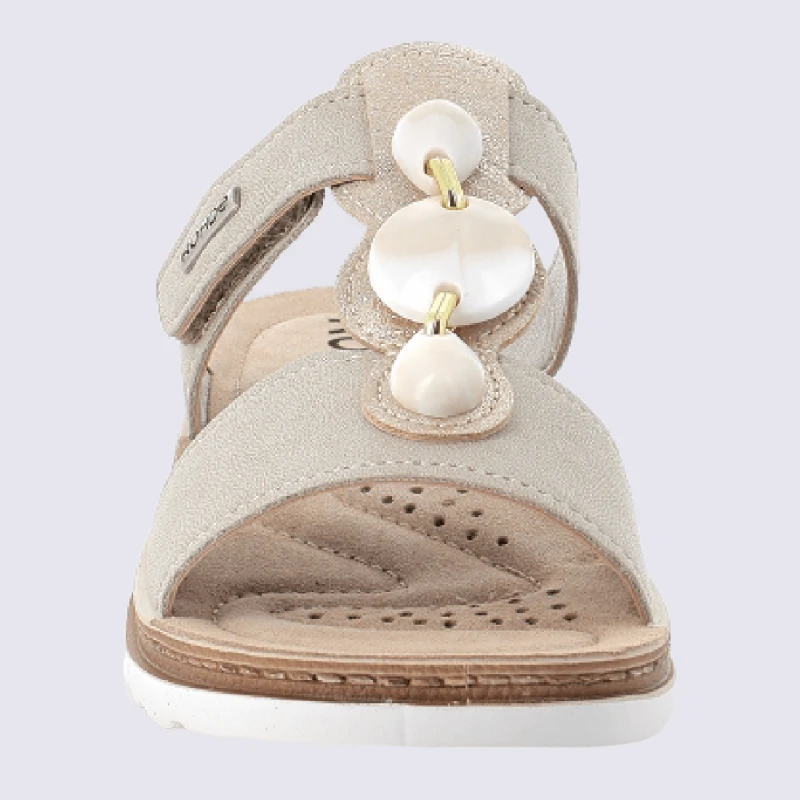 Mules Rohde, Mules à Bride Velcro Et Bijou Fantaisie Femme Beige – Image 3